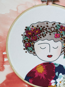 DIY Embroidery Kit, Anne in Burgundy